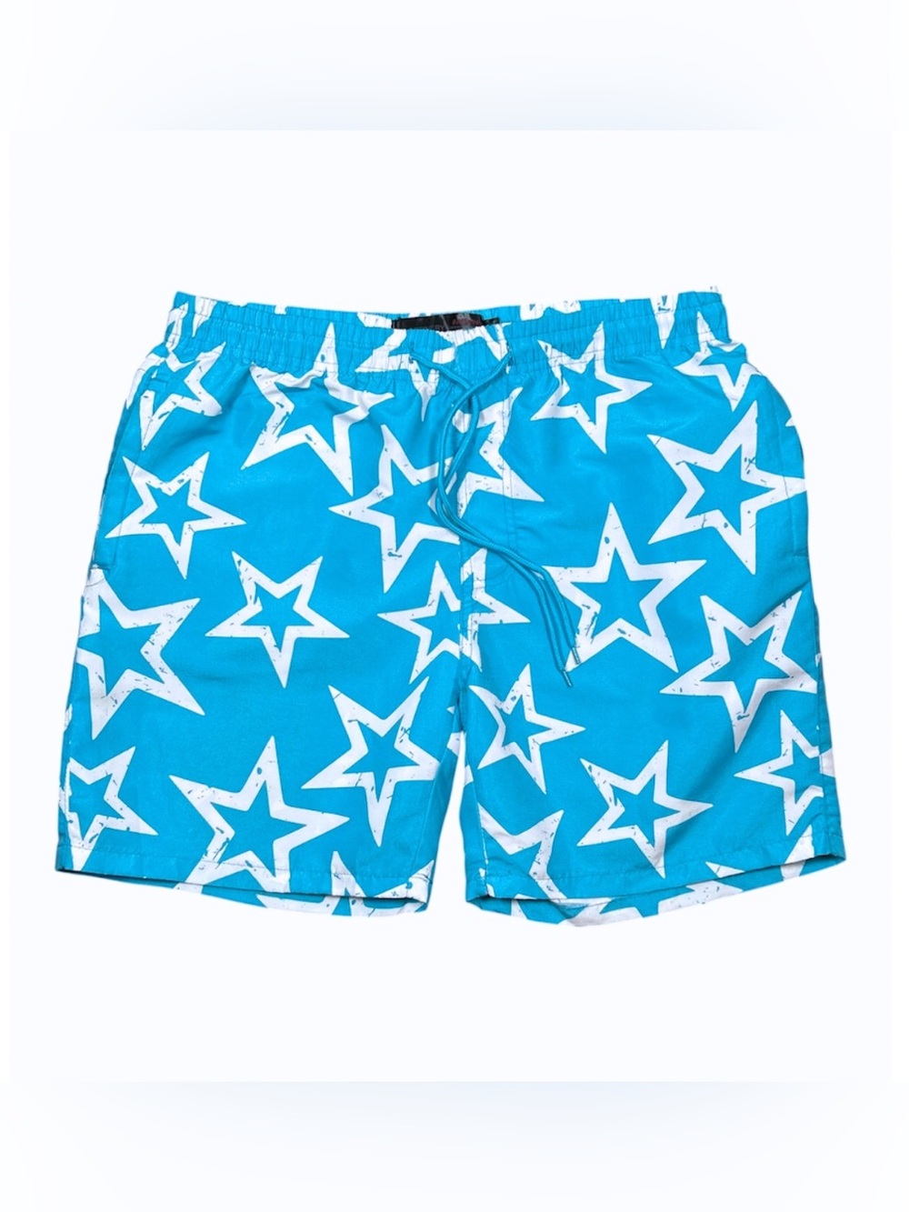 Refinery Republic Men’s Graphic Blue & White Activewear Swim Trunks Shorts  L